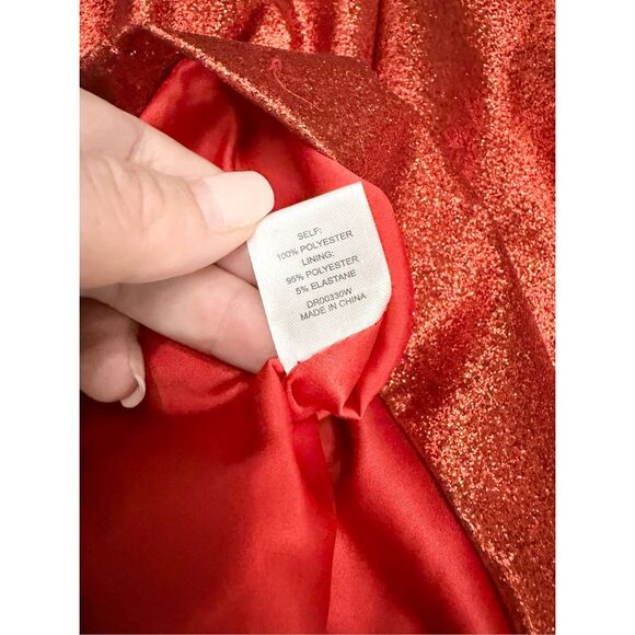 Meshki Womens Red Dorothy Glitter Strapless Mini Bodycon Dress Size Medium - Picture 7 of 7